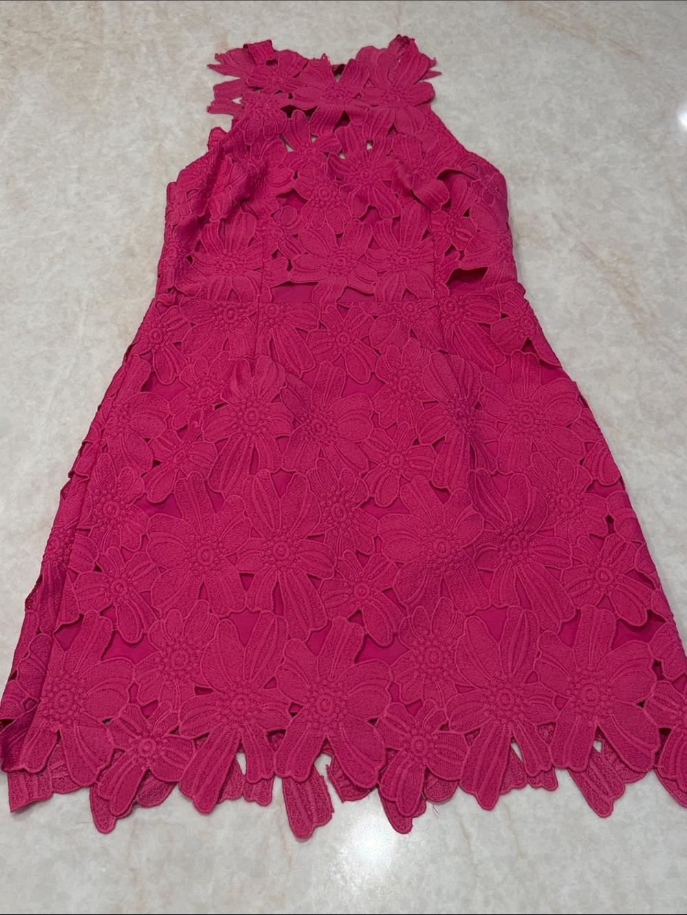 Free People Hot Pink Floral Lace Shift Dress